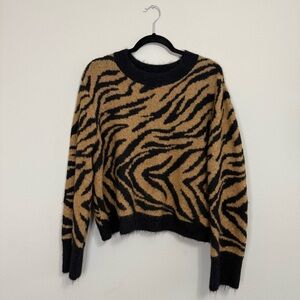Women's Black and Tan Zebra Print Sweater